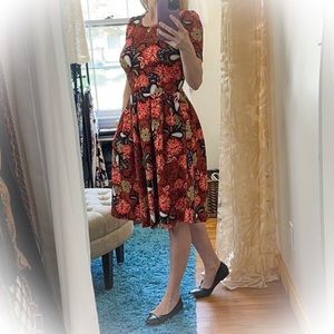 💕NWT Lularoe Amelia Dress with pockets Fit & Flare Red Floral & Paisley Design